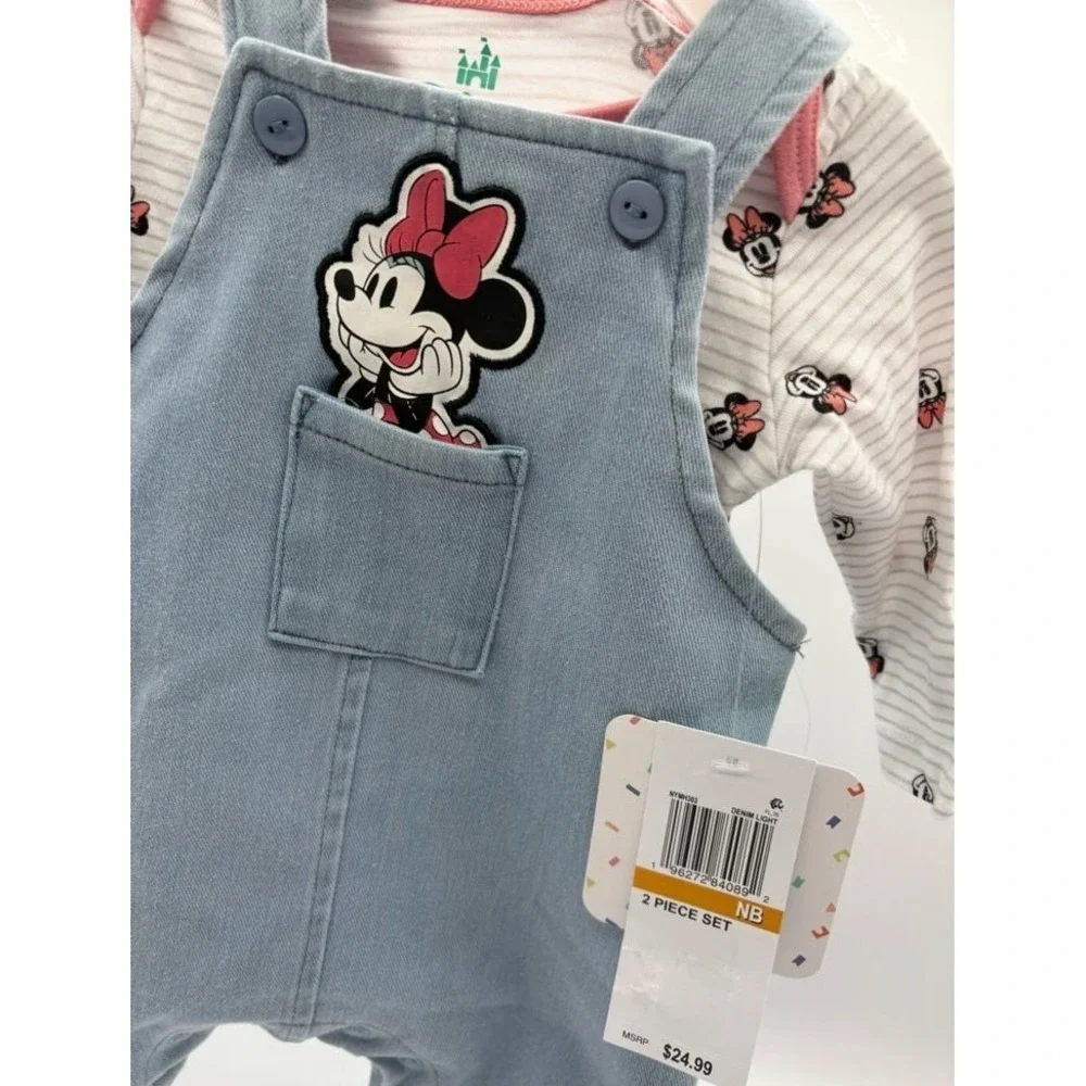 Infant girl size NB Disney Minnie Mouse two piece outfit. Long sleeve onesie und